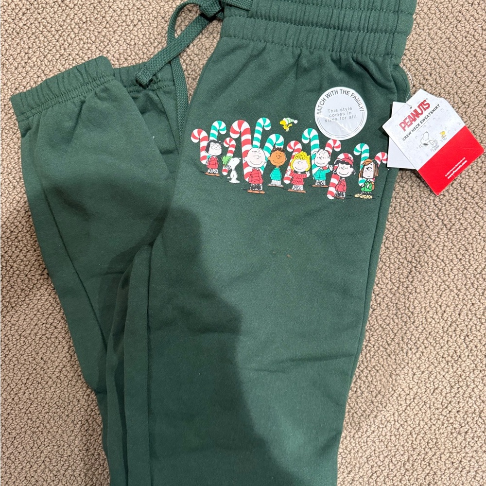Peanuts Dark Green Joggers with Festive Characters
